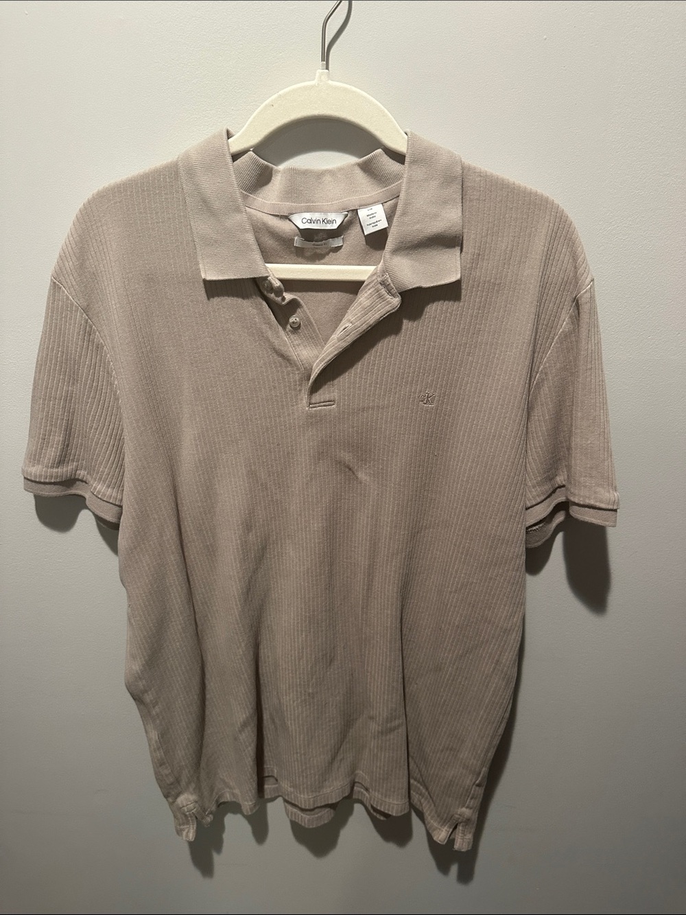 Calvin Klein Mens Light Beige Polo Shirt